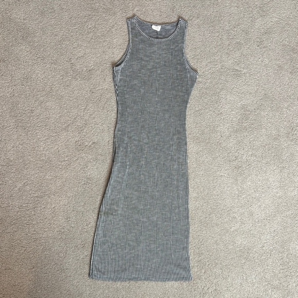 Striped Sleeveless Fitted Dress - Black and White, NWOT